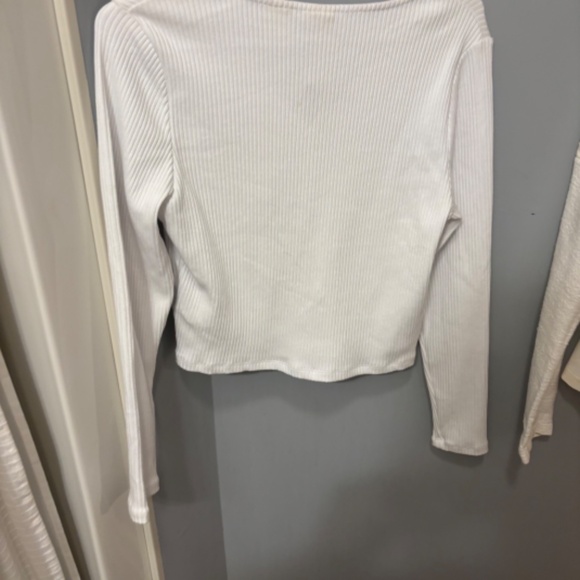 Levi’s White Ribbed Cropped Button Up Top NWT L | Y2K Slim Fit - Picture 6 of 7